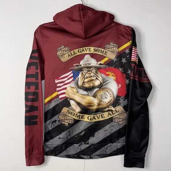 GEARVET US Marine Veteran Hoodie NWOT zip up 2 pockets men’s size S. - Picture 8 of 9